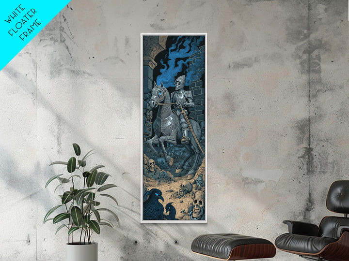 The Spectral Knight, Macabre Folk Print Art, Tall Narrow Wall Art, Gothic Horror Wall Art, Canvas Print, Halloween Wall Art