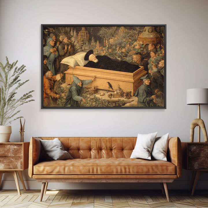 The Coffin Sleeper, Medieval Grotesque Art, Landscape Wall Art, Macabre Wall Art, Framed Canvas Print, Halloween Wall Art