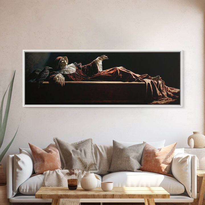 The Coffin Sleeper, Danse Macabre Art, Extra Wide Wall Art, Dark Fantasy Wall Art, Framed Canvas Print, Dark Fantasy Art