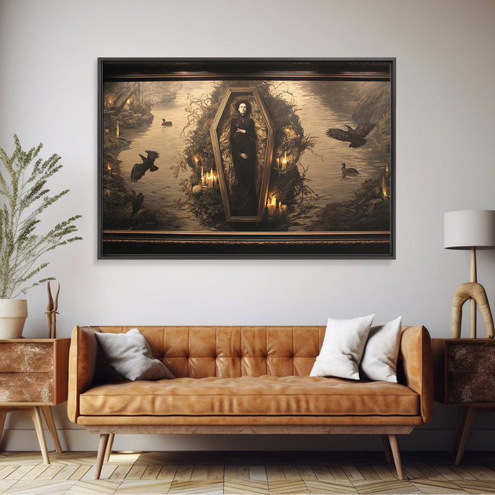 The Coffin Sleeper, Symbolist Gothic Landscape, Landscape Wall Art, Dark Halloween Decor, Framed Canvas Print, Halloween Wall Art