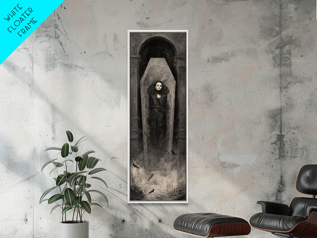 The Coffin Sleeper, Surreal Apocalyptic Art, Tall Narrow Wall Art, Gothic Horror Wall Art, Canvas Print, Halloween Wall Art