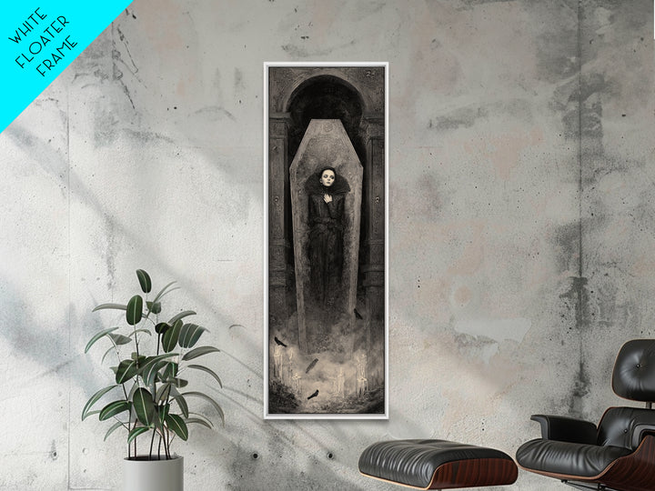 The Coffin Sleeper, Surreal Apocalyptic Art, Tall Narrow Wall Art, Gothic Horror Wall Art, Canvas Print, Halloween Wall Art