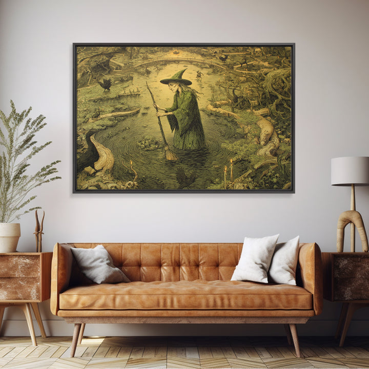 The Swamp Witch, Medieval Grotesque Art, Landscape Wall Art, Gothic Horror Wall Art, Canvas Print, Halloween Wall Art