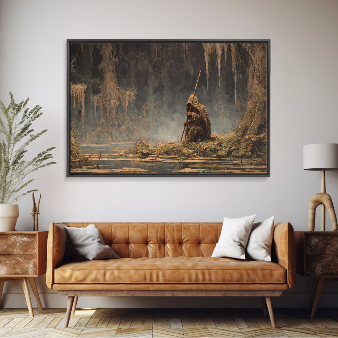 The Swamp Witch, Baroque Witchcraft Art, Landscape Wall Art, Gothic Horror Wall Art, Canvas Print, Halloween Wall Art, Gothic Home Decor