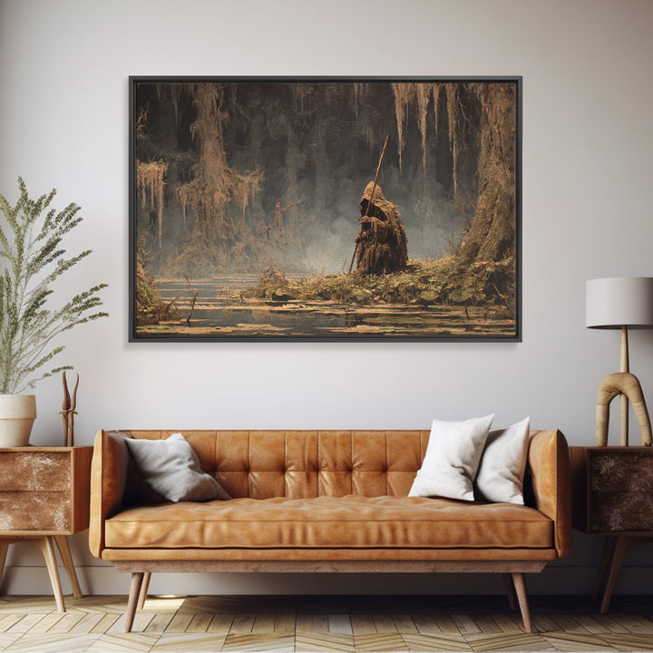The Swamp Witch, Baroque Witchcraft Art, Landscape Wall Art, Gothic Horror Wall Art, Canvas Print, Halloween Wall Art, Gothic Home Decor