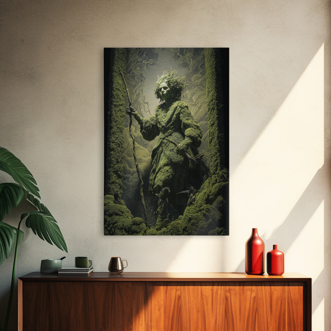 The Swamp Witch, Visionary Gothic Art, Vertical Wall Art, Dark Fantasy Wall Art, Canvas Print, Halloween Wall Art, Macabre Wall Art