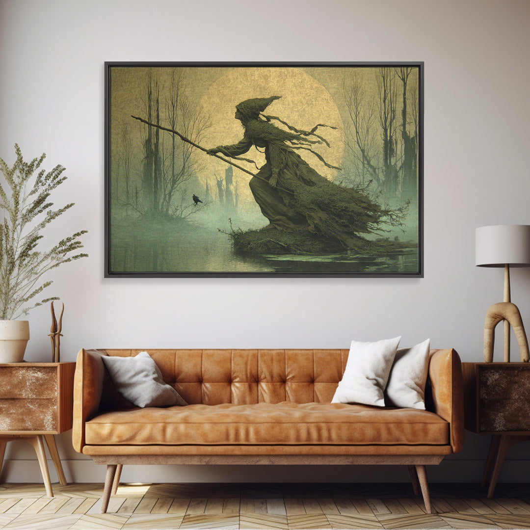 The Swamp Witch, Romantic Gothic Landscape, Landscape Wall Art, Macabre Wall Art, Canvas Print, Halloween Wall Art