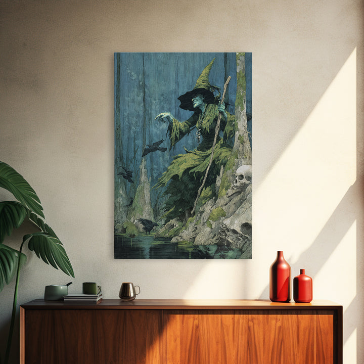 The Swamp Witch, Decadent Gothic Art, Vertical Wall Art, Gothic Horror Wall Art, Canvas Print, Halloween Wall Art
