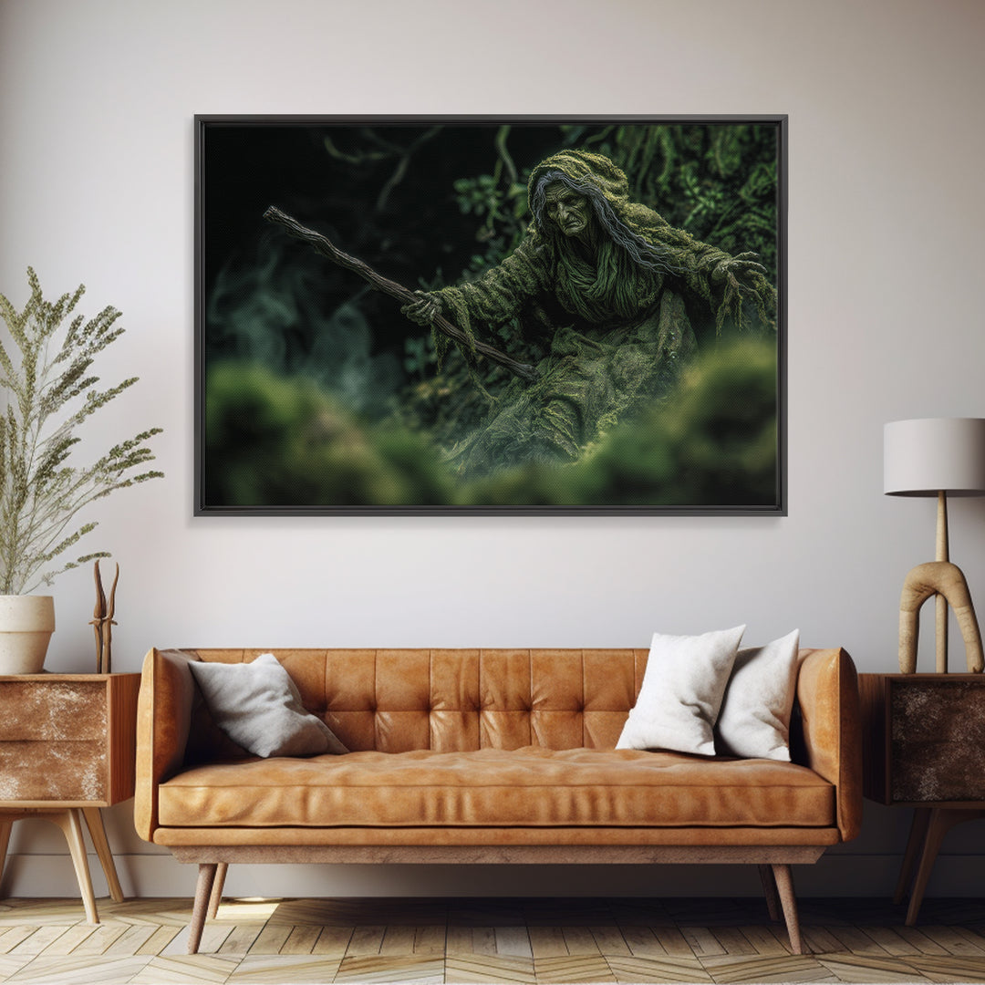 The Swamp Witch, Expressionist Gothic Art, Landscape Wall Art, Dark Fantasy Wall Art, Canvas Print, Halloween Wall Art, Gothic Home Decor