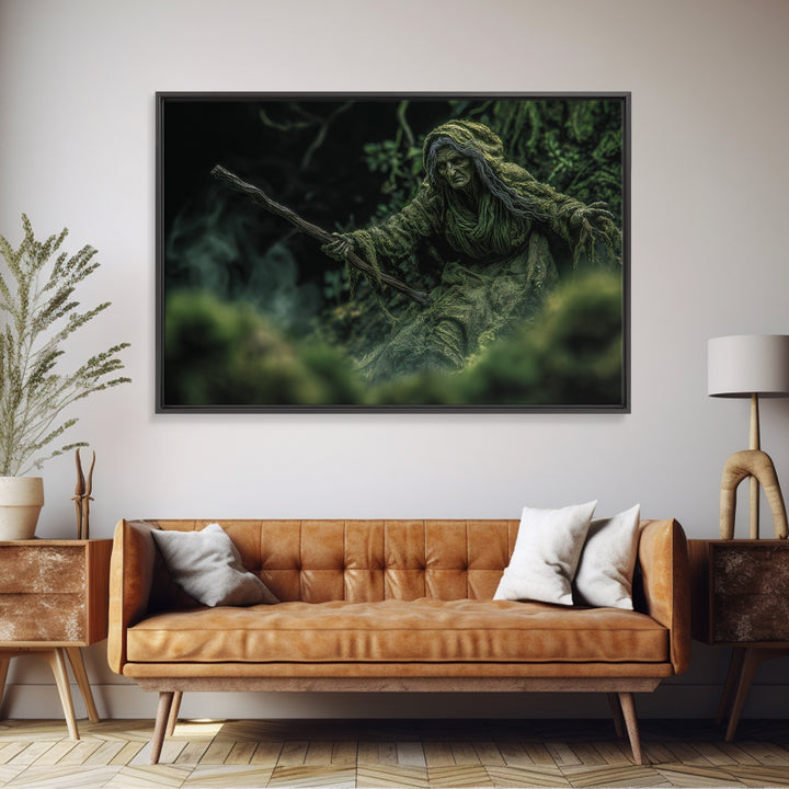 The Swamp Witch, Expressionist Gothic Art, Landscape Wall Art, Dark Fantasy Wall Art, Canvas Print, Halloween Wall Art, Gothic Home Decor