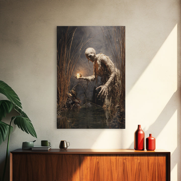 The Bog Mummy, Dark Renaissance Art, Vertical Wall Art, Dark Fantasy Wall Art, Canvas Print, Halloween Wall Art, Dark Fantasy Art