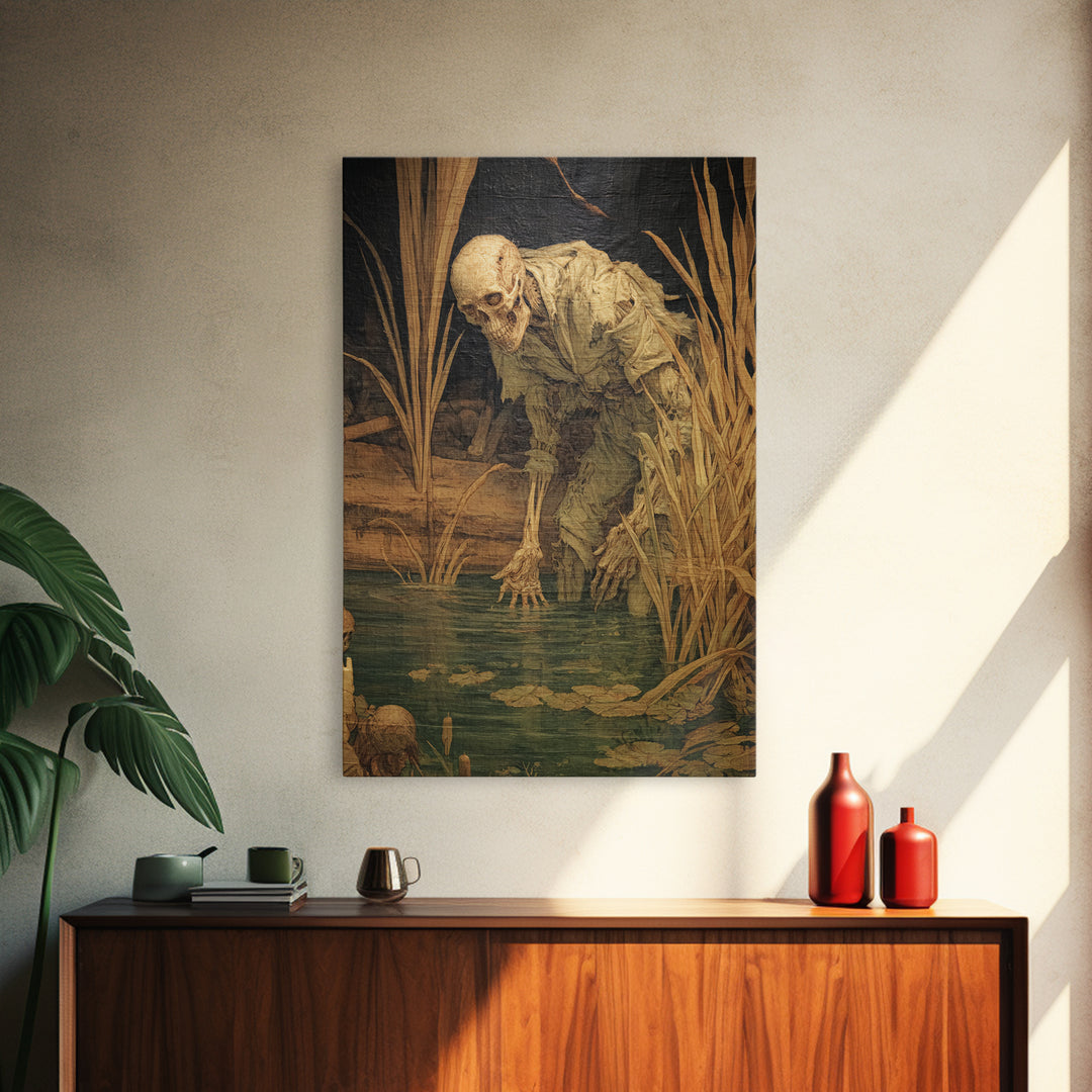 The Bog Mummy, Danse Macabre Art, Vertical Wall Art, Dark Fantasy Wall Art, Canvas Print, Halloween Wall Art