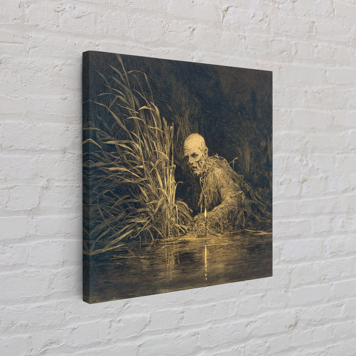 The Bog Mummy, Symbolist Etching Art, Square Wall Art, Macabre Wall Art, Framed Canvas Print, Halloween Wall Art, Seasonal Home Decor