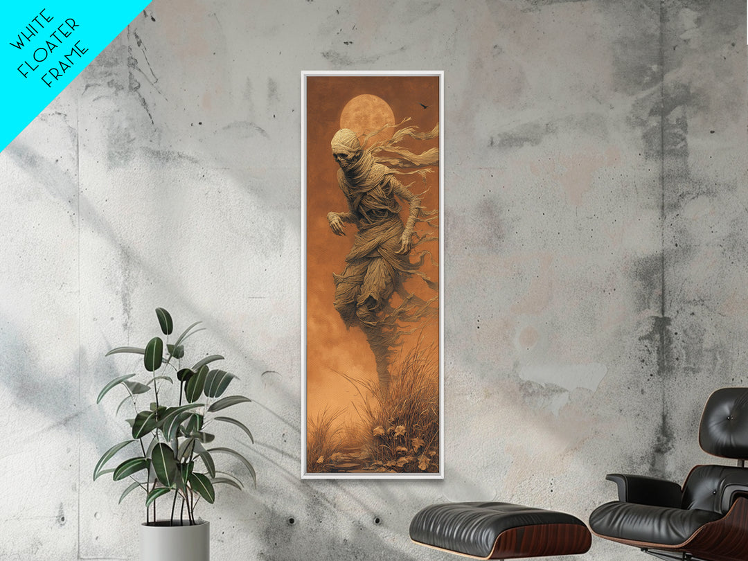 The Bog Mummy, Surreal Apocalyptic Art, Tall Narrow Wall Art, Gothic Horror Wall Art, Framed Canvas Print, Halloween Wall Art