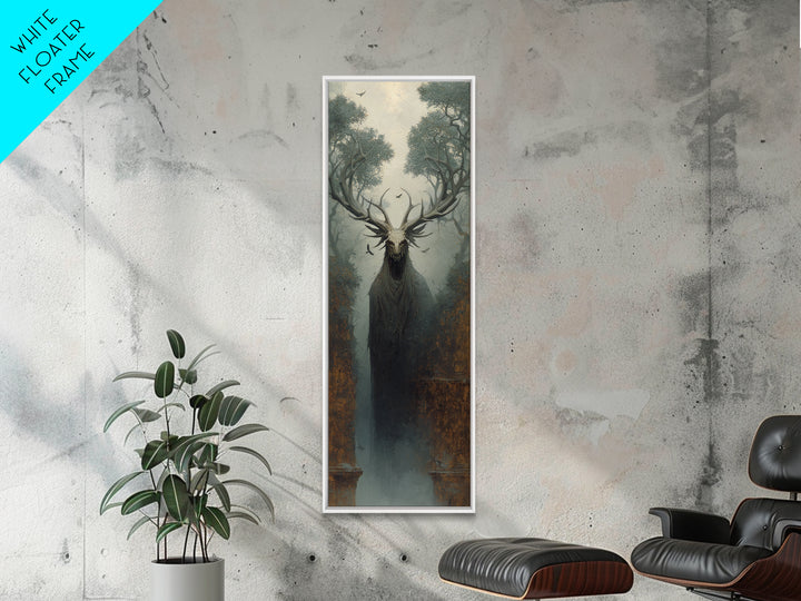 The Antlered Forest Spirit, Surreal Apocalyptic Art, Tall Narrow Wall Art, Gothic Horror Wall Art, Canvas Print, Halloween Wall Art