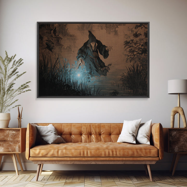 The Will-O'-The-Wisp Shepherd, Medieval Grotesque Art, Landscape Wall Art, Gothic Horror Wall Art, Canvas Print, Halloween Wall Art