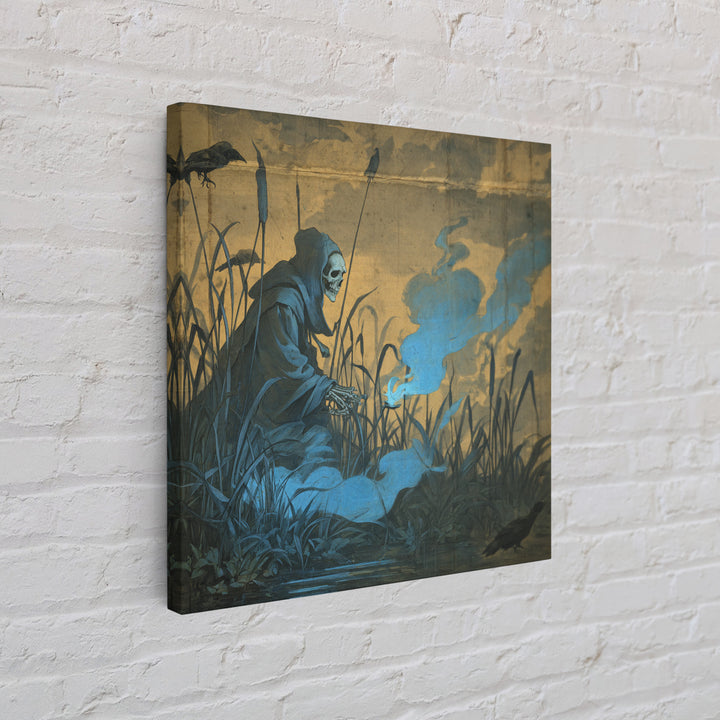 The Will-O'-The-Wisp Shepherd, Danse Macabre Art, Square Wall Art, Dark Fantasy Wall Art, Canvas Print, Dark Fantasy Art