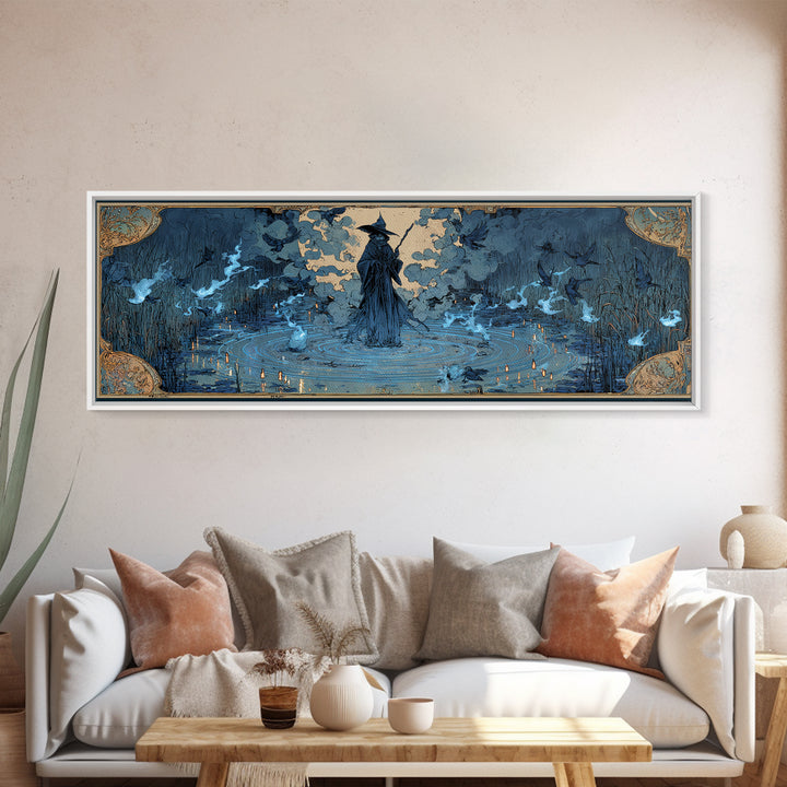The Will-O'-The-Wisp Shepherd, Decadent Gothic Art, Extra Wide Wall Art, Macabre Wall Art, Canvas Print, Halloween Wall Art