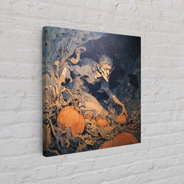 The Pumpkin Patch Goblin, Decadent Gothic Art, Square Wall Art, Dark Fantasy Wall Art, Canvas Print, Halloween Wall Art