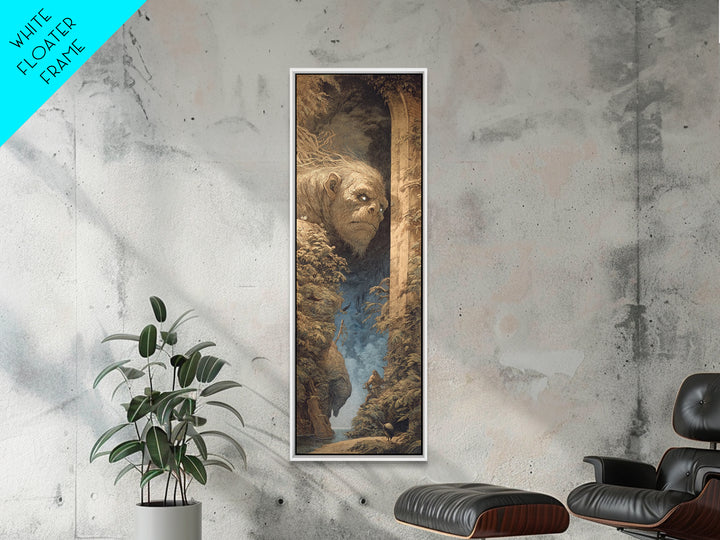 The Bridge Troll At Midnight, Gothic Engraving Art, Tall Narrow Wall Art, Gothic Horror Wall Art, Framed Canvas Print, Halloween Decor
