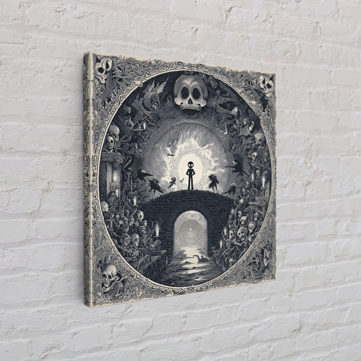 The Bridge Troll At Midnight, Macabre Folk Print Art, Square Wall Art, Gothic Horror Wall Art, Framed Canvas Print