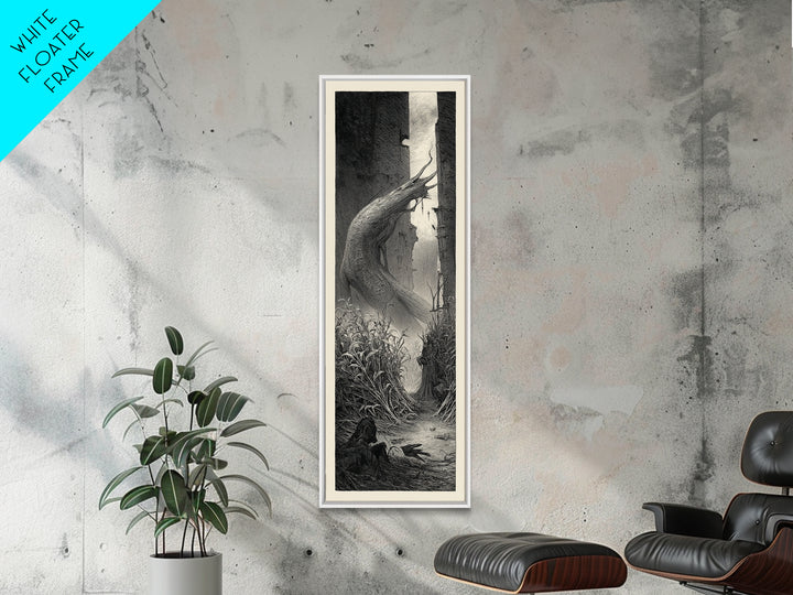 The Cornfield Crawler, Gothic Engraving Art, Tall Narrow Wall Art, Dark Halloween Decor, Canvas Print, Halloween Wall Art