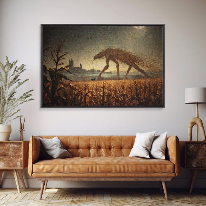 The Cornfield Crawler, Romantic Gothic Landscape, Landscape Wall Art, Macabre Wall Art, Canvas Print, Halloween Wall Art