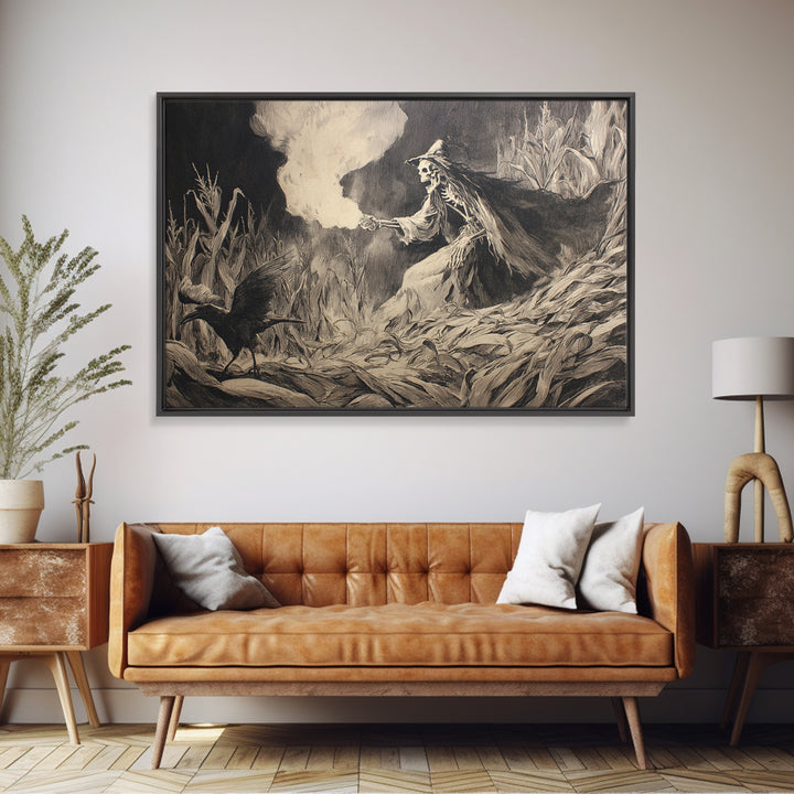 The Cornfield Crawler, Decadent Gothic Art, Landscape Wall Art, Dark Halloween Decor, Canvas Print, Halloween Wall Art