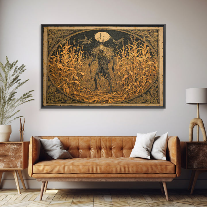 The Cornfield Crawler, Symbolist Etching Art, Square Wall Art, Dark Fantasy Wall Art, Canvas Print, Halloween Wall Art, Gothic Home Decor