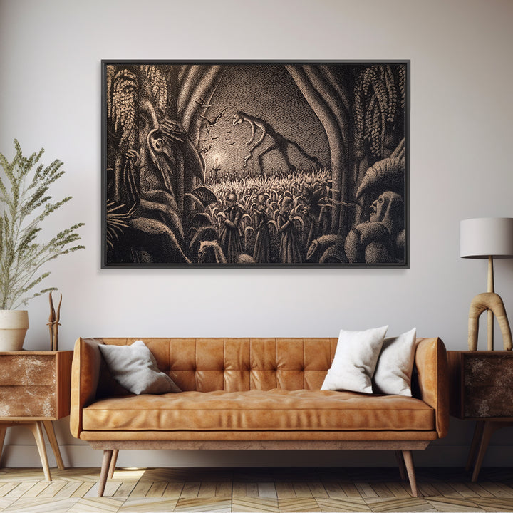 The Cornfield Crawler, Victorian Macabre Art, Landscape Wall Art, Macabre Wall Art, Canvas Print, Halloween Wall Art, Halloween Decor