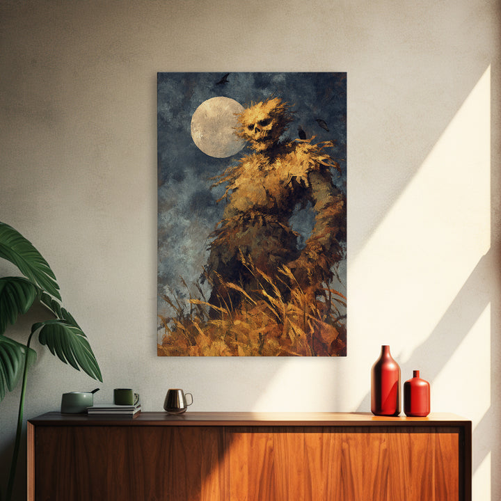 The Harvest Demon, Dark Romantic Horror Art, Vertical Wall Art, Dark Fantasy Wall Art, Framed Canvas Print, Halloween Wall Art