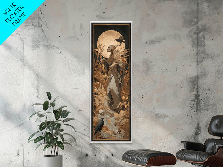 The Harvest Demon, Gothic Nightmare Art, Tall Narrow Wall Art, Dark Fantasy Wall Art, Framed Canvas Print, Halloween Wall Art