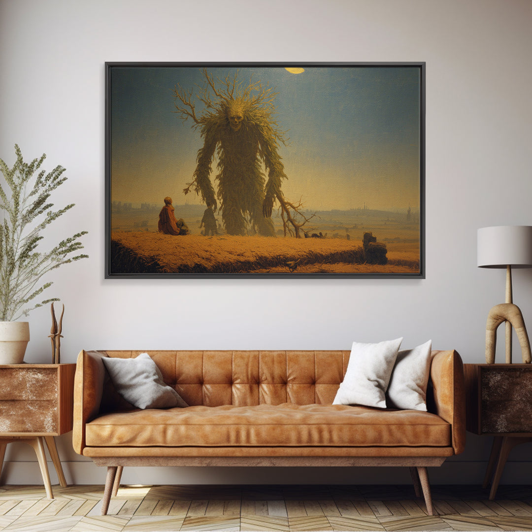The Harvest Demon, Romantic Gothic Landscape, Landscape Wall Art, Dark Fantasy Wall Art, Framed Canvas Print, Halloween Wall Art