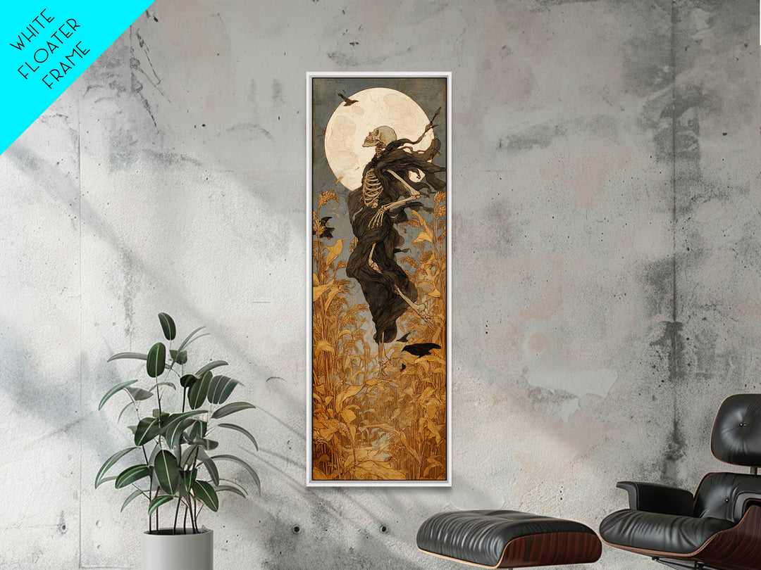 The Harvest Demon, Decadent Gothic Art, Tall Narrow Wall Art, Dark Halloween Decor, Framed Canvas Print, Halloween Wall Art