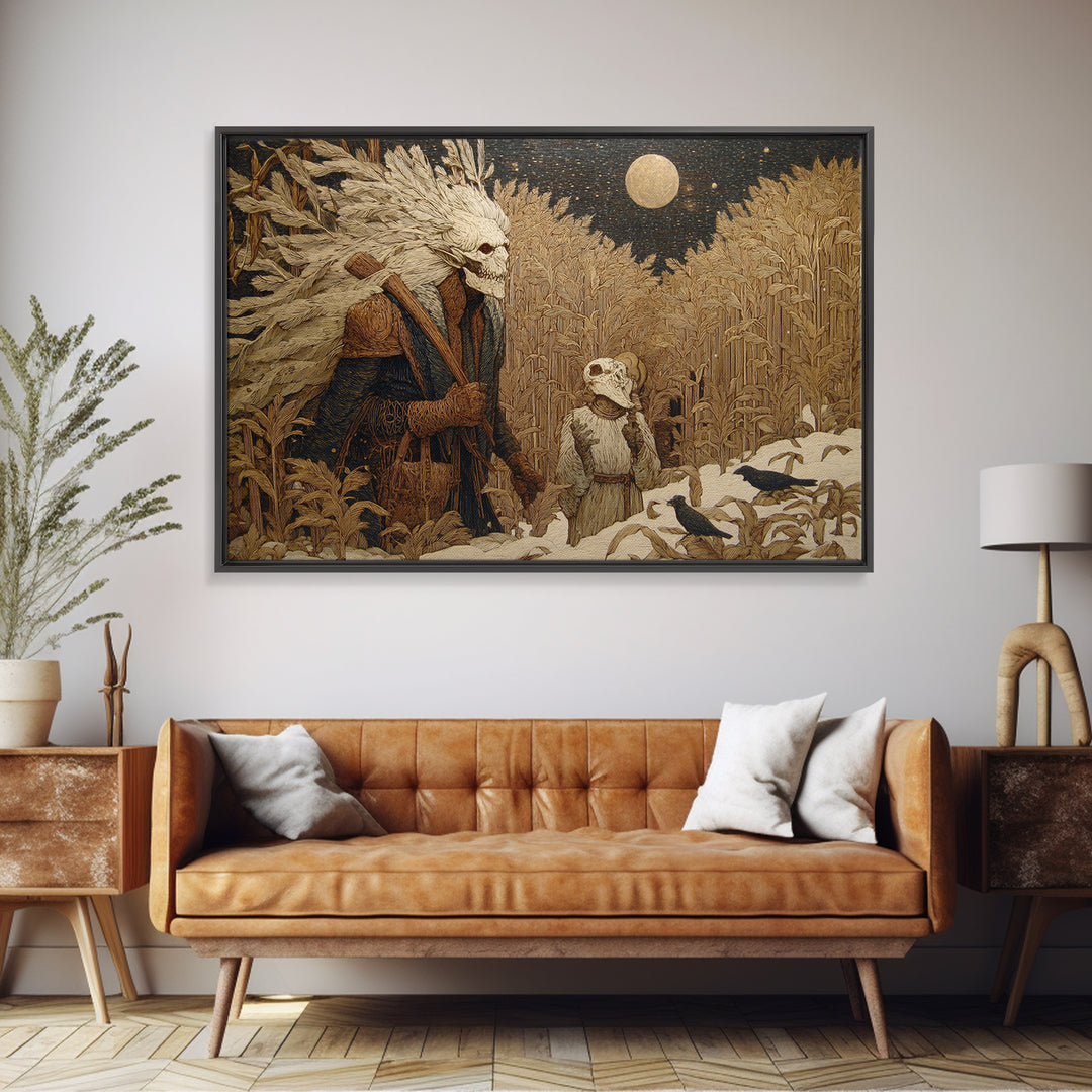 The Harvest Demon, Symbolist Death Art, Landscape Wall Art, Macabre Wall Art, Canvas Print, Halloween Wall Art, Statement Wall Art