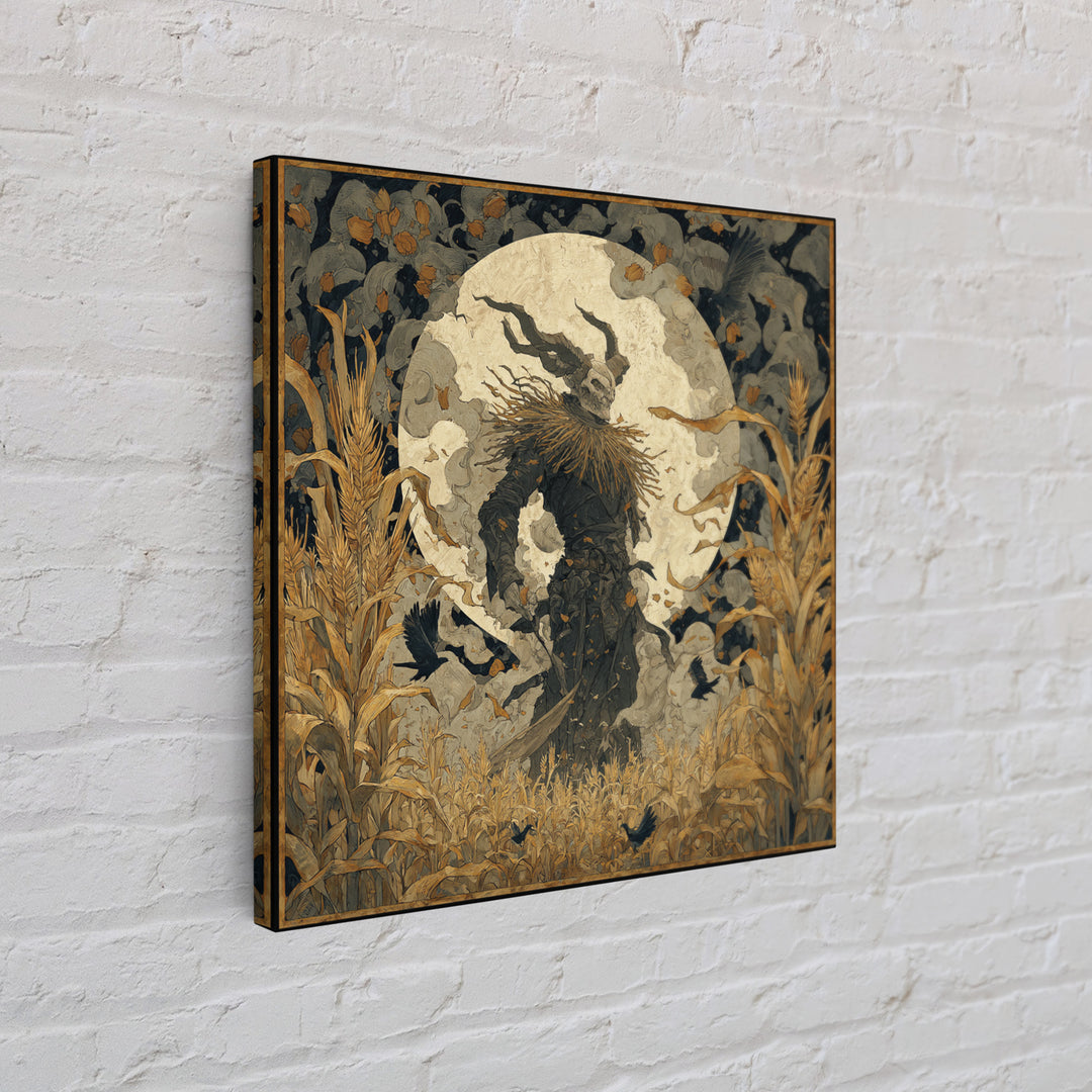 The Harvest Demon, Dark Symbolist Art, Square Wall Art, Gothic Horror Wall Art, Canvas Print, Halloween Wall Art, Dark Fantasy Art