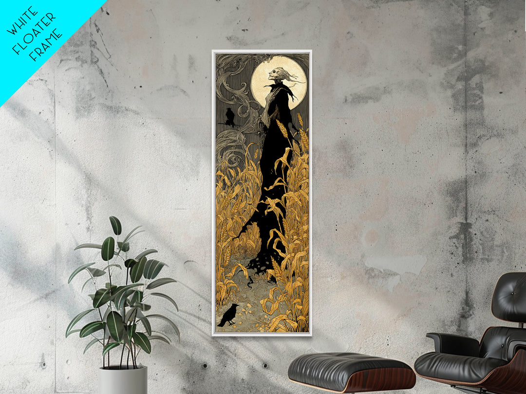 The Harvest Demon, Decadent Line Art, Tall Narrow Wall Art, Macabre Wall Art, Canvas Print, Halloween Wall Art, Dark Fantasy Art