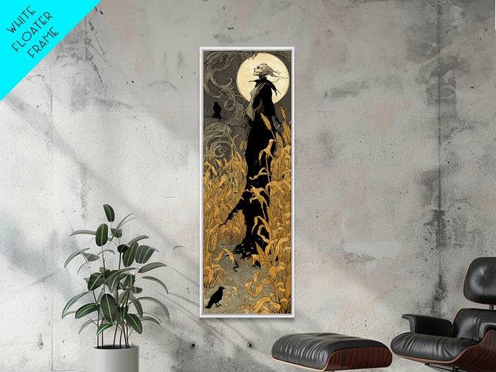 The Harvest Demon, Decadent Line Art, Tall Narrow Wall Art, Macabre Wall Art, Canvas Print, Halloween Wall Art, Dark Fantasy Art