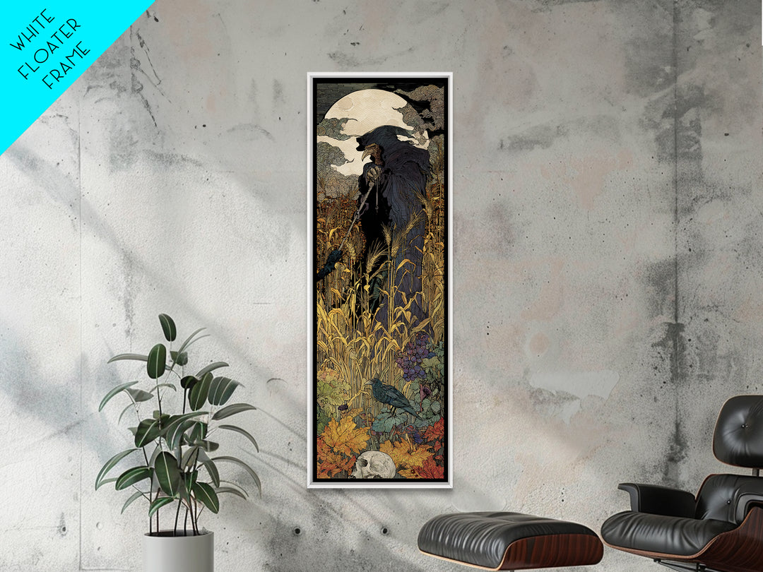 The Harvest Demon, Stained Glass Gothic Art, Tall Narrow Wall Art, Gothic Horror Wall Art, Canvas Print, Halloween Wall Art