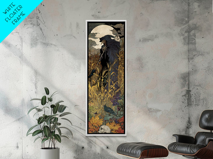 The Harvest Demon, Stained Glass Gothic Art, Tall Narrow Wall Art, Gothic Horror Wall Art, Canvas Print, Halloween Wall Art