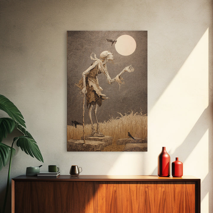 The Harvest Demon, Victorian Macabre Art, Vertical Wall Art, Dark Halloween Decor, Canvas Print, Halloween Wall Art