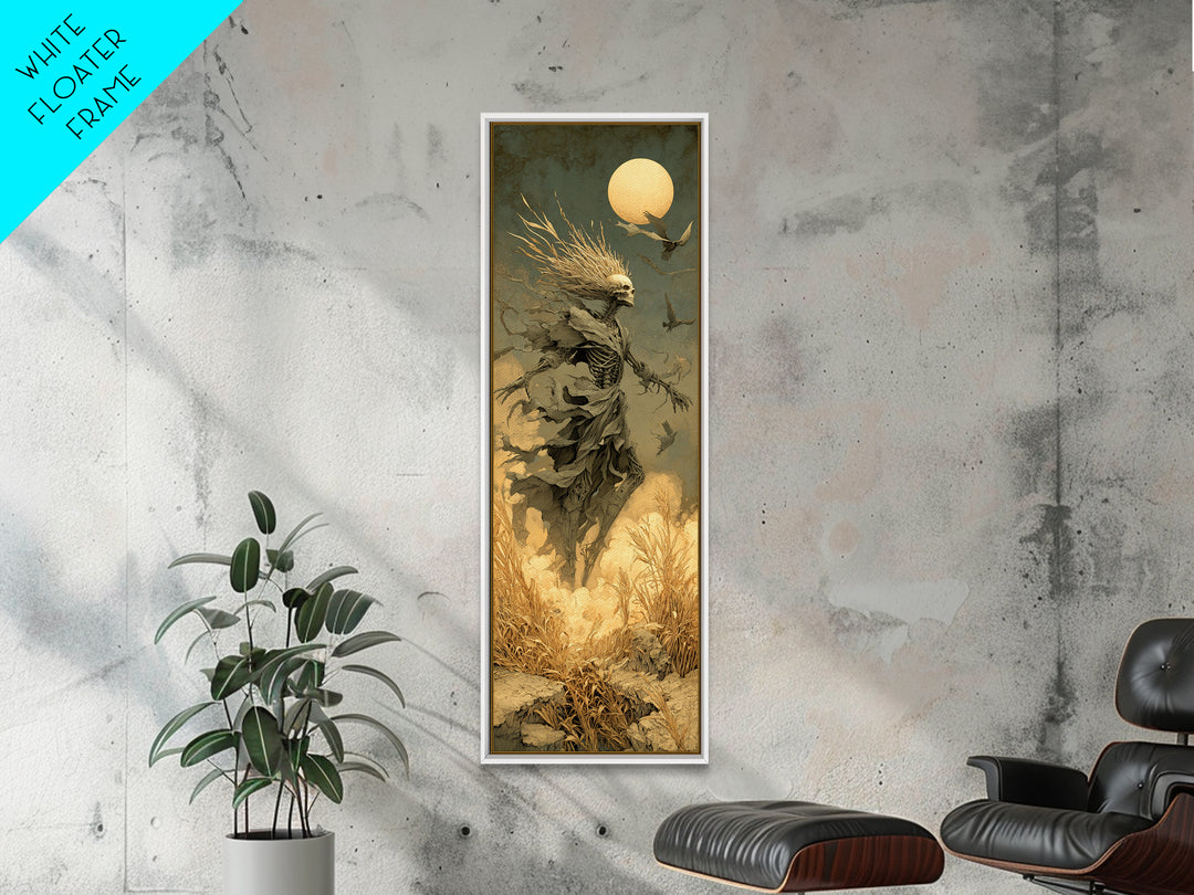 The Harvest Demon, Surreal Apocalyptic Art, Tall Narrow Wall Art, Dark Halloween Decor, Framed Canvas Print, Halloween Wall Art