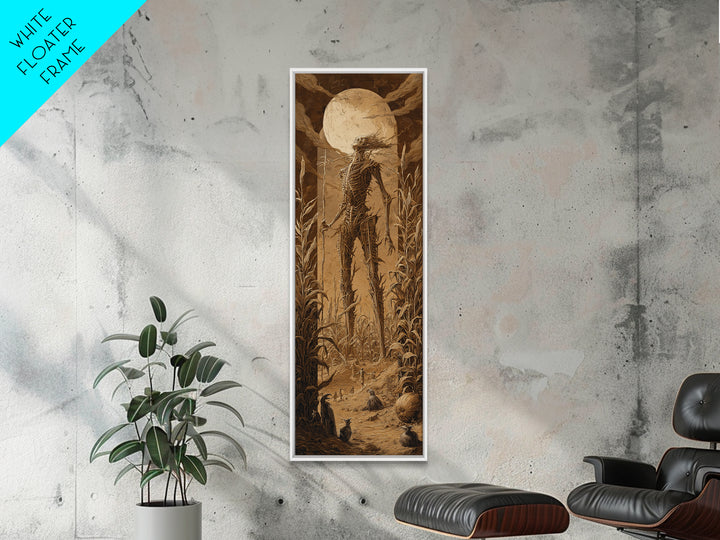 The Harvest Demon, Biomechanical Horror Art, Tall Narrow Wall Art, Dark Fantasy Wall Art, Framed Canvas Print, Halloween Wall Art