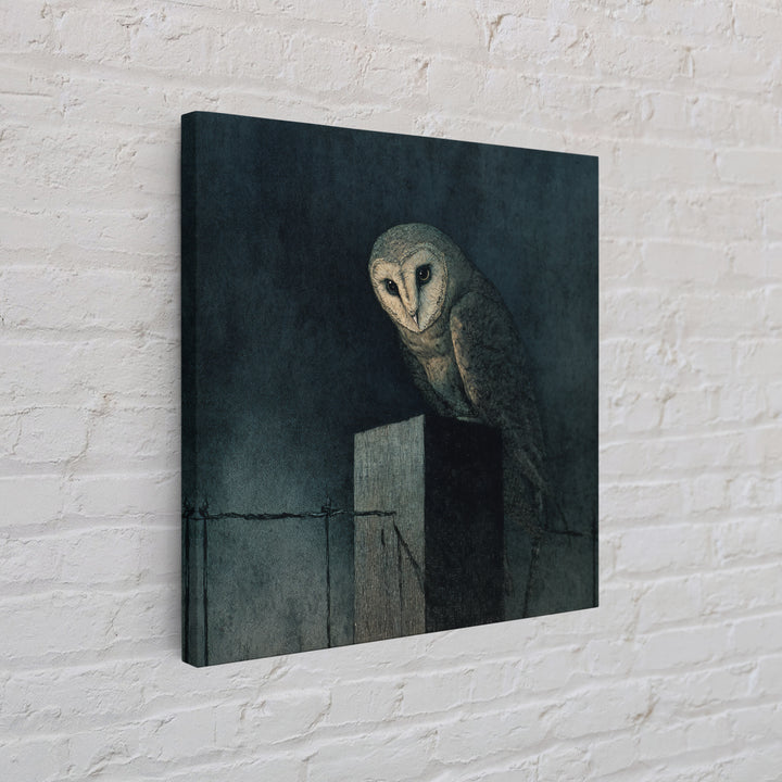 The Owl-Faced Omen, Dark Symbolist Art, Square Wall Art, Gothic Horror Wall Art, Canvas Print, Halloween Wall Art