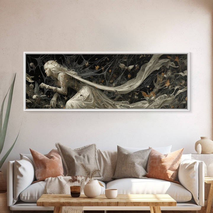 The Spider Queen, Medieval Grotesque Art, Extra Wide Wall Art, Gothic Horror Wall Art, Canvas Print, Halloween Wall Art