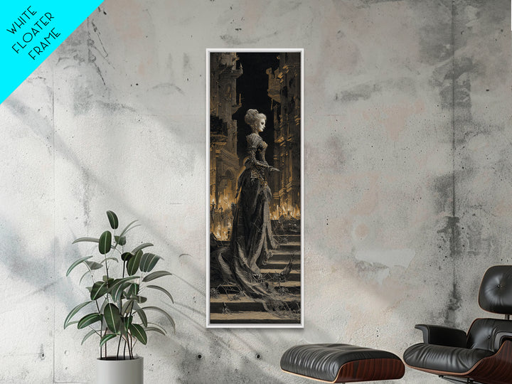 The Spider Queen, Architectural Etching Art, Tall Narrow Wall Art, Dark Fantasy Wall Art, Canvas Print, Halloween Wall Art