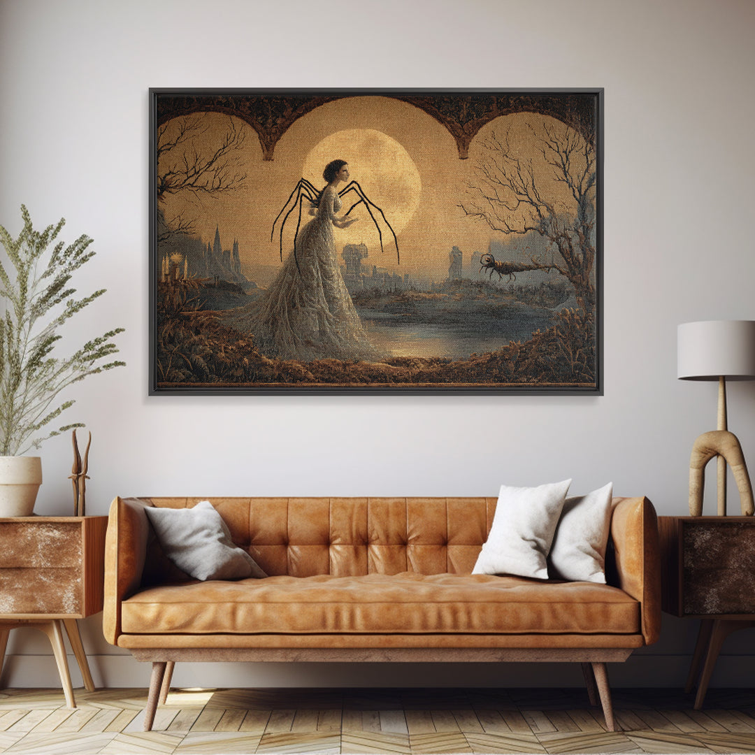 The Spider Queen, Romantic Gothic Landscape, Landscape Wall Art, Gothic Horror Wall Art, Framed Canvas Print, Halloween Wall Art