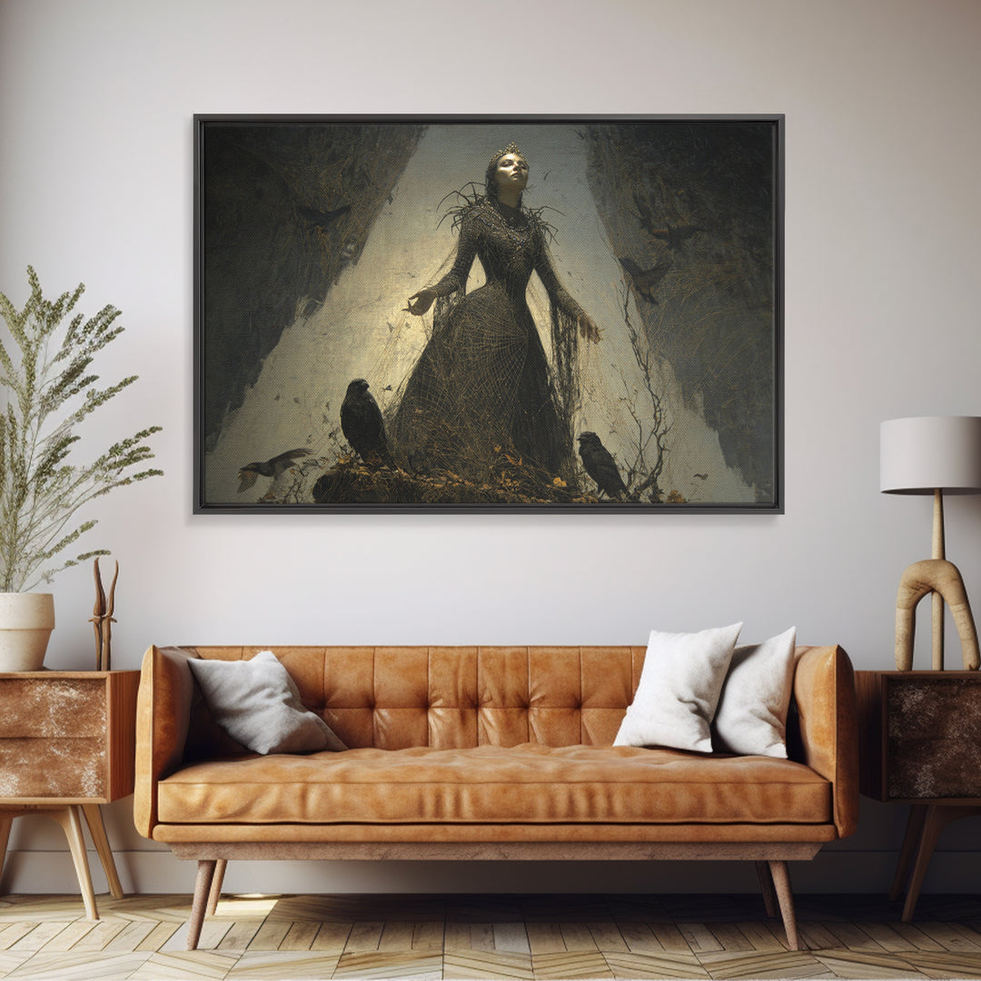 The Spider Queen, Symbolist Gothic Landscape, Landscape Wall Art, Macabre Wall Art, Framed Canvas Print, Halloween Wall Art
