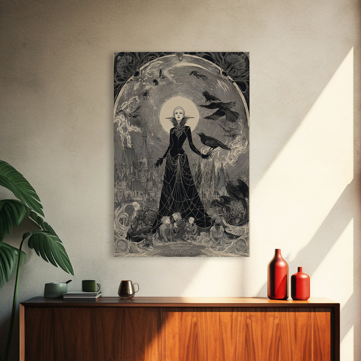 The Spider Queen, Victorian Macabre Art, Vertical Wall Art, Gothic Horror Wall Art, Canvas Print, Halloween Wall Art