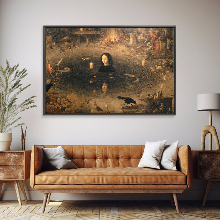 The Lake Phantom, Medieval Grotesque Art, Landscape Wall Art, Dark Halloween Decor, Canvas Print, Halloween Wall Art